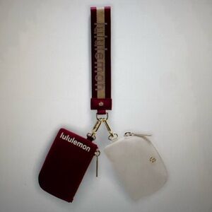 Lululemon Bone and Burgundy Dual Pouch Wristlet